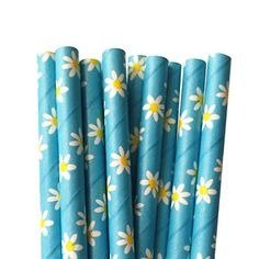 Producto - Sorbetes de cartón margaritas con fondo celeste x 10 unidades - 0
