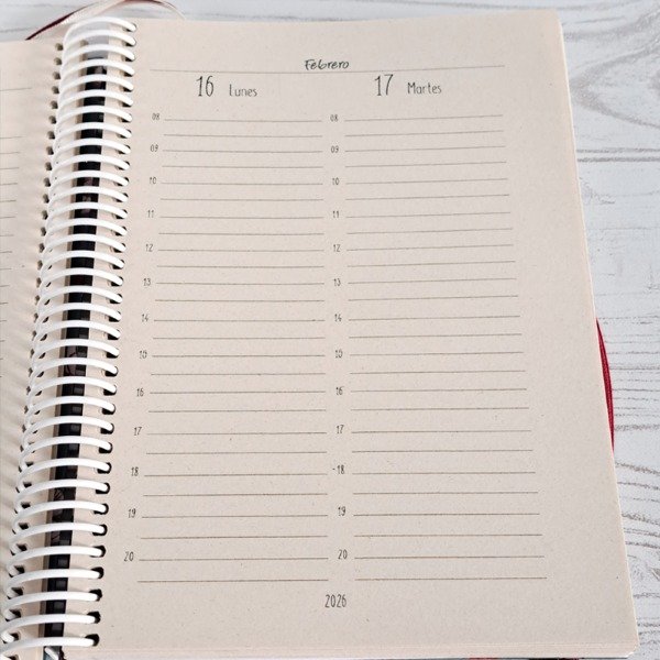 Producto - Agenda Dos Días por página. ESPIRAL CON Horarios. Con Frases