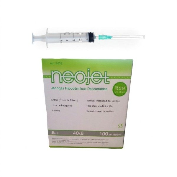 Producto - Jeringa Descartable 5ml C/aguja 40x8 X 100 Unidades Neojet