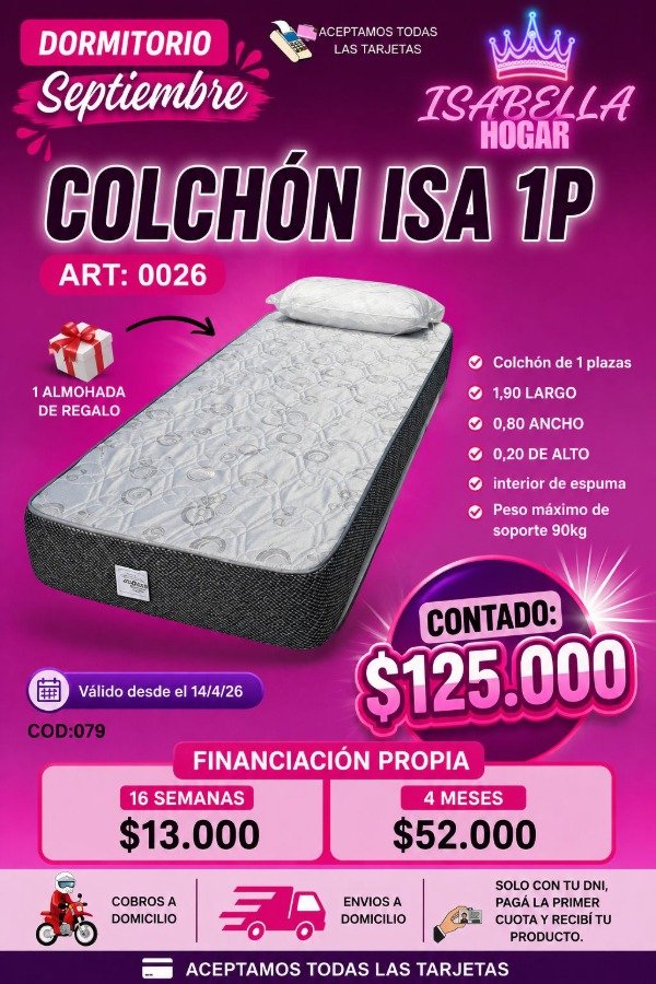 Producto - COLCHON ISA 1P COD:079