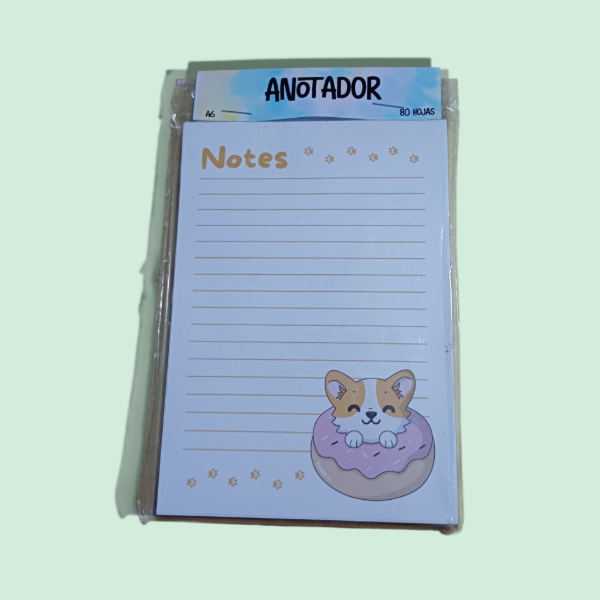 Producto - Anotador A6 Corgi en una dona