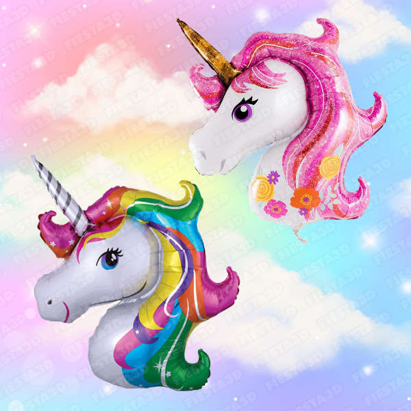 Producto - Globo Unicornio con palito y sonajero 90cm