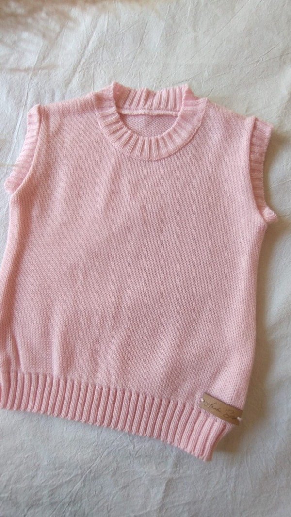 Producto - Chaleco rosa bebé tejido a máquina - T 5
