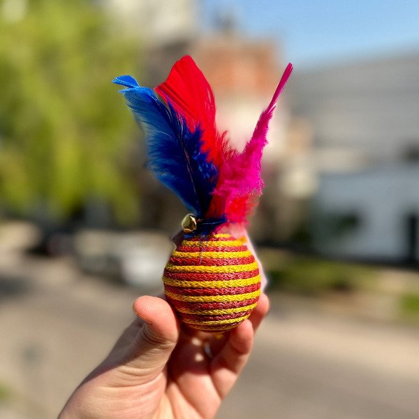 Producto - Pelota con cascabel y plumas