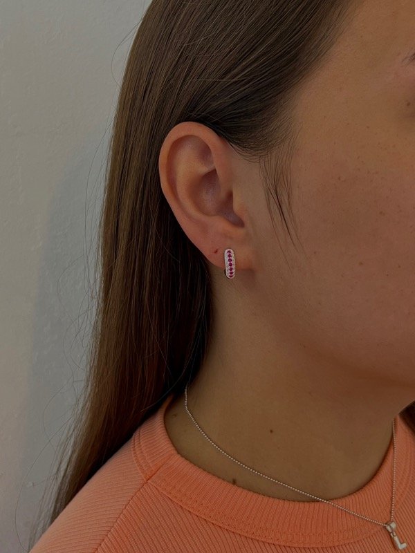 Producto - Aros clip con cubic rosa 1cm