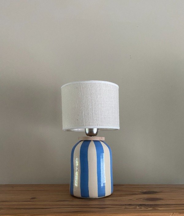 Producto - Lámpara Tambor Rayas Azul intenso - a pedido