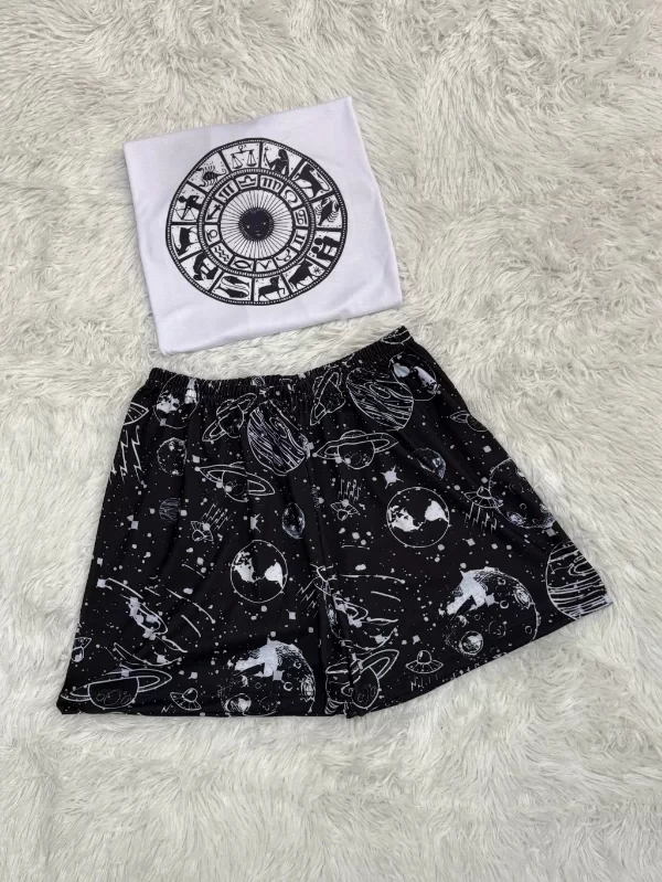 Producto - Pijama animado corto + remera manga corta - Planetas Negro