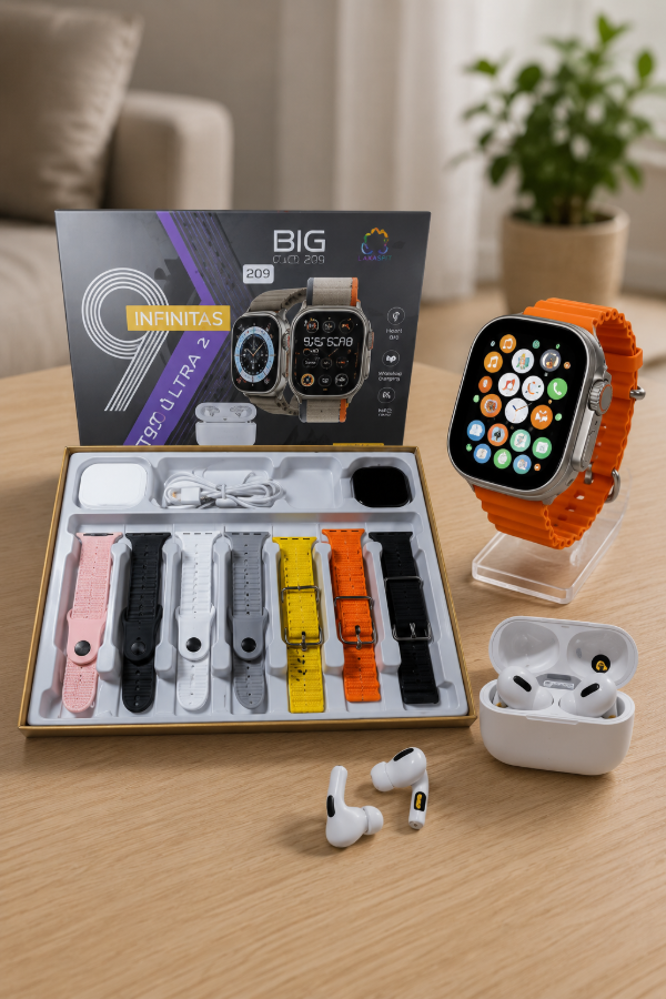 Producto - Kit Smartwatch TH9 Ultra 3 con 7 Mallas + Auriculares Bluetooth