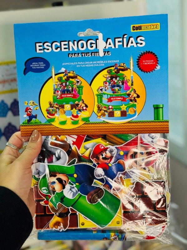 Producto - Escenografía Mario Bross con 15 piezas y bengala