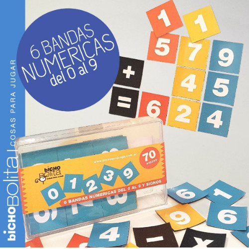Producto - Bandas numéricas del 0 al 9 BASICAS 72 piezas fichas imantadas