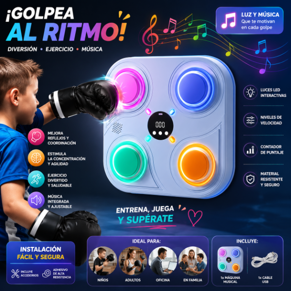Producto - Maquina Boxeo Inteligente Musical Bluetooth Usb Para Niños