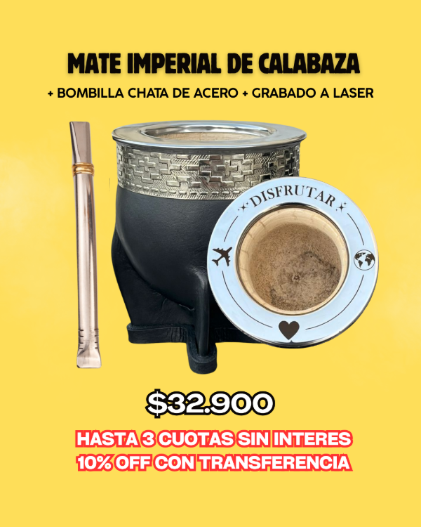 Producto - MATE IMPERIAL DE CALABAZA PERSONALIZADO + BOMBILLA CHATA