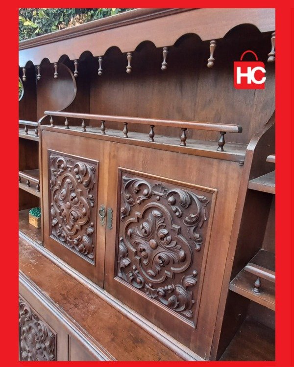 Producto - Gran modular vajillero estilo Colonial Español en madera maciza tallada - 5
