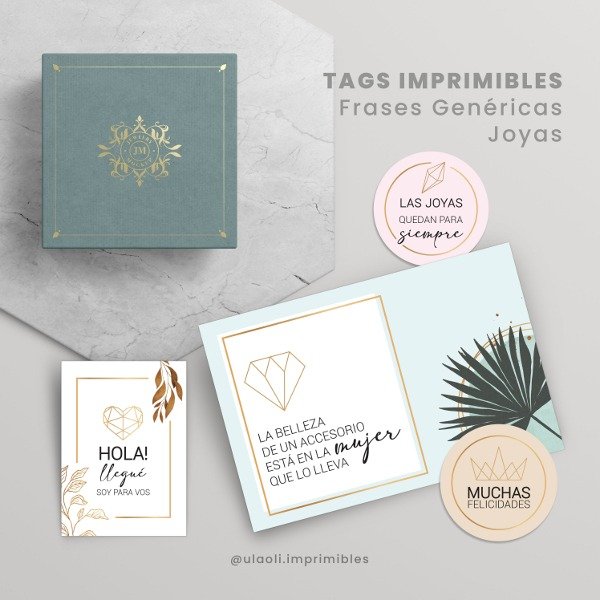 Producto - Tags Imprimibles Frases Genéricas "Joyas"