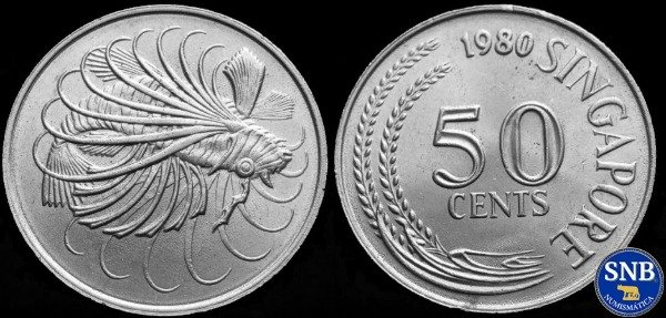 Producto - Singapur - 50 Centavos (1980) KM #5 Pez León [VF+]