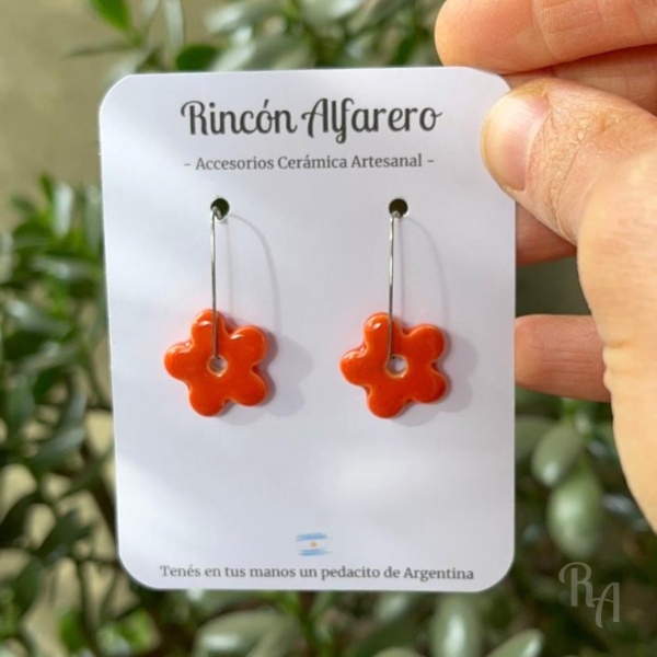 Producto - Pendientes Hawai - flores naranjas