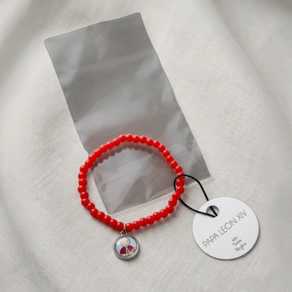 Producto - PULSERA MINI ROJA PAPA LEON XIV (SALVE REGINA) - 0