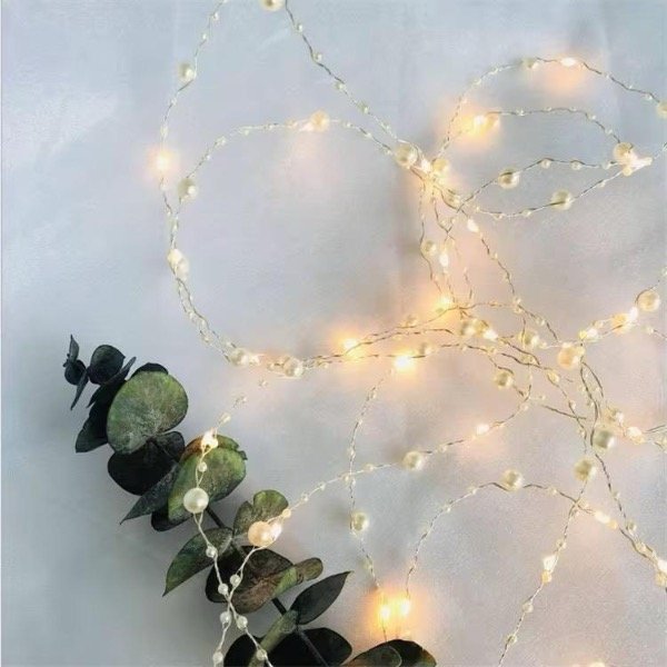 Producto - Guirnalda Luces Alambre 50 Led Perla A Pila 5 Mts Souvenir