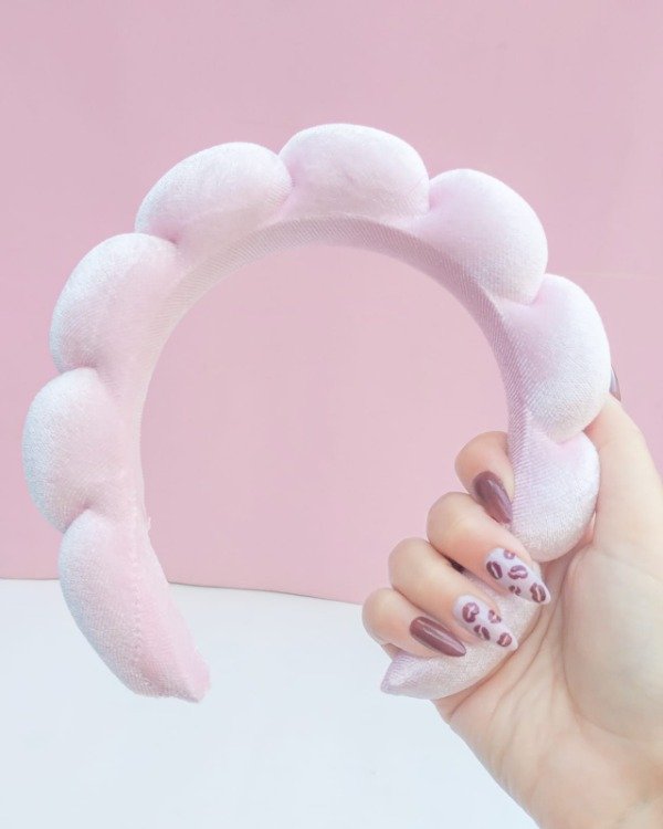 Producto - Vincha skincare rosa brillosa