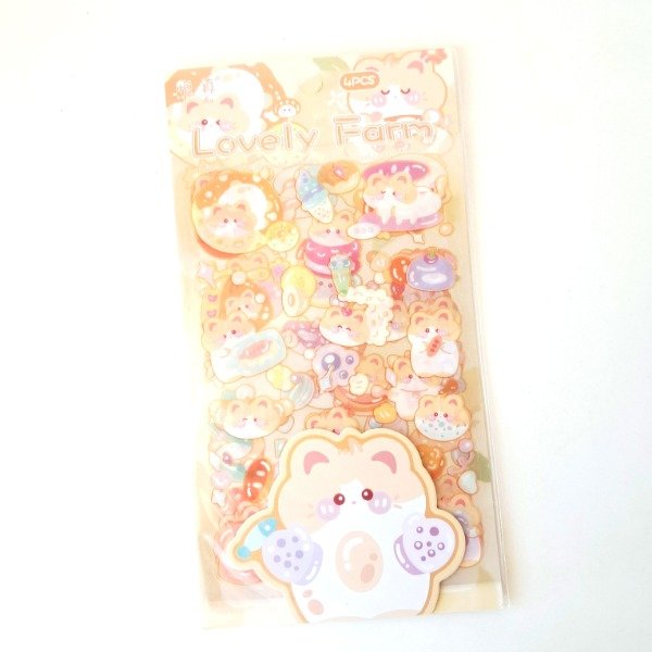 Producto - Set de 4 planchas de stickers PET - Lovely Farm