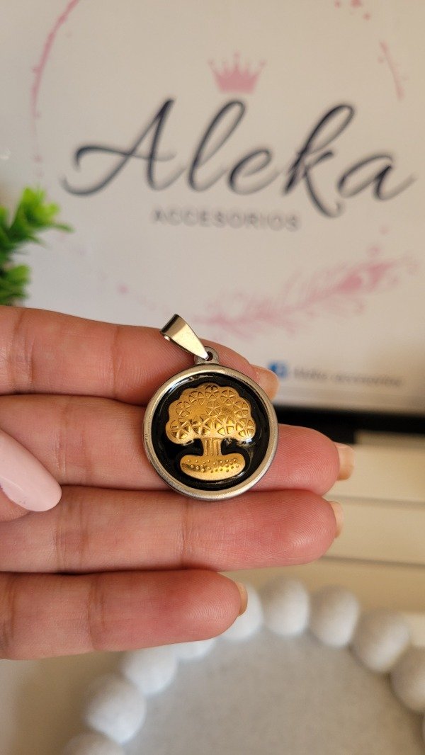 Producto - Dije árbol de la vida de acero quirúrgico con dorado - 0