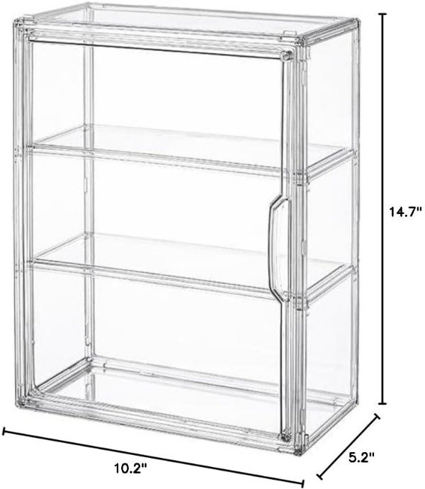 Producto - Vitrina Acrilica Transparente Con Puerta Magnetica Figuras 3 pisos