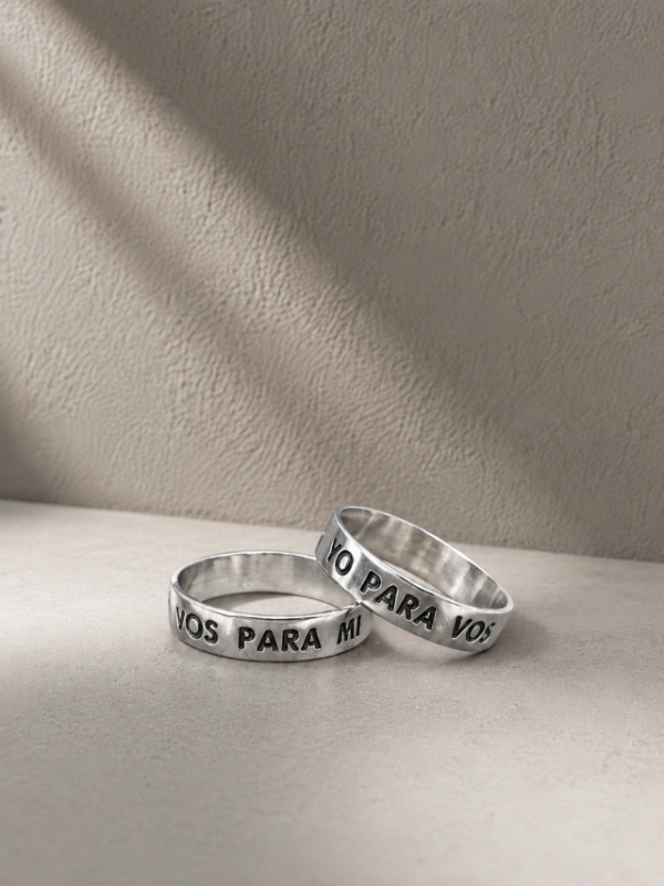 Producto - Par de alianzas cinta plata 925