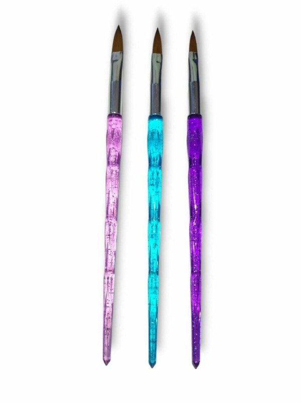 Producto - Pincel acrilico x3 TRANSLUCIDO GLITTER