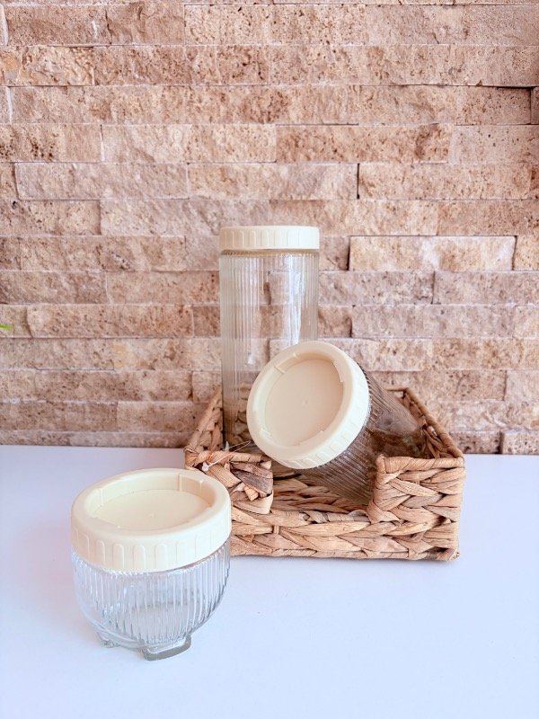 Producto - Frascos de vidrio encastrables set x 3