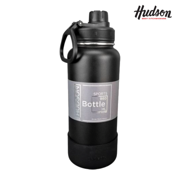 Producto - BOTELLA DEPORTIVA 960ML BASE SILICONA NEGRO HUDSON (cod. 3036)
