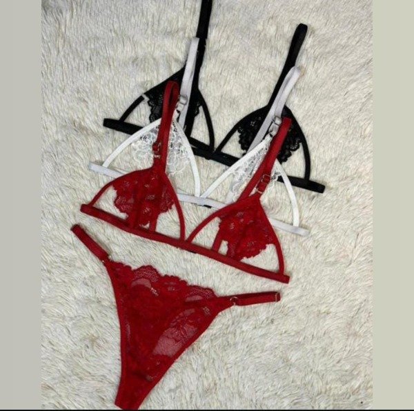 Producto - CONJUNTO BRALETTE Y LESS REGULABLE ENCAJE - ROJO