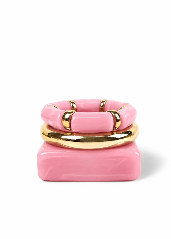 Producto - Pulsera Resina Cuadrada Rosa pack x 3