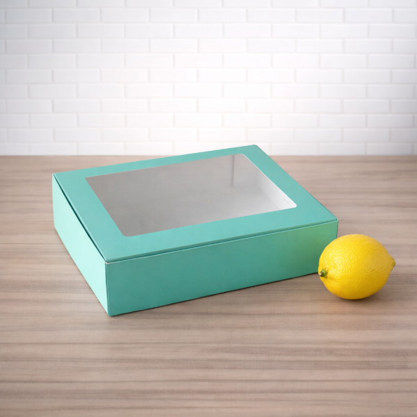 Producto - Box multiuso verde con visor 20x30x6 - ideal para petit fours - 0