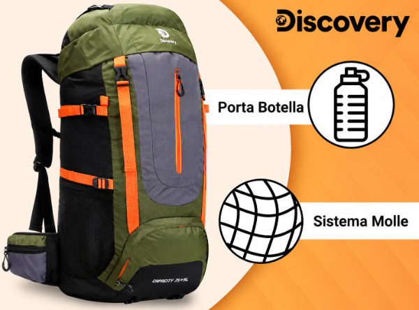 Producto - Mochila Campamento Trekking Discovery 75+5 Litros Color Verde SUPER PREMIUM! - 2