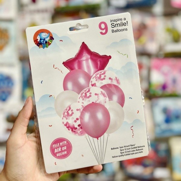 Producto - Set de globos / Estrella ROSA 9 pcs