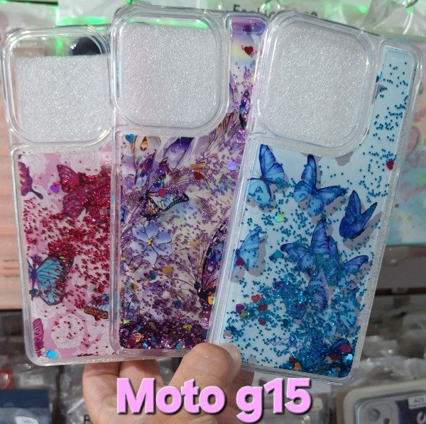 Producto - Fundas diseño glitter con agua. Moto g15