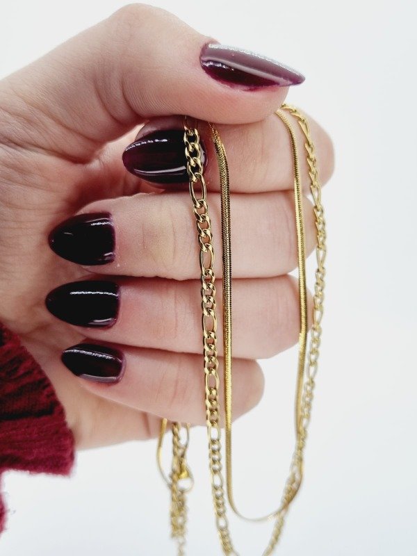 Producto - Cadena acero dorado doble cola rat plana + 3x1