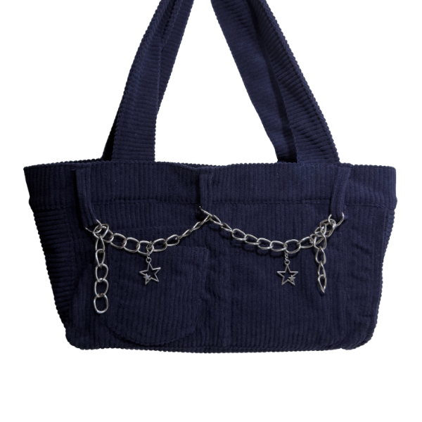 Producto - shoulder bag (corderoy azul doble tira)