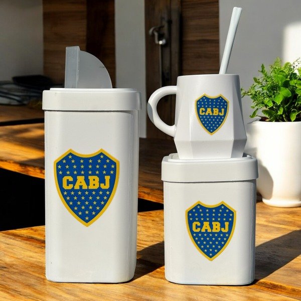 Producto - SET ESTAMPA- TARROS CUADRADOS + MATE DESIGNE + BOMBILLA ECO EQUIPOS