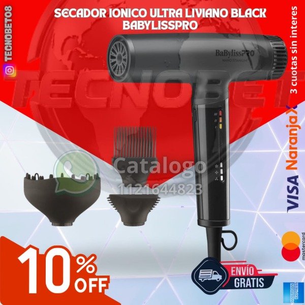 Producto - SECADOR IONICO ULTRALIVIANO BLACK BABYLISSPRO
