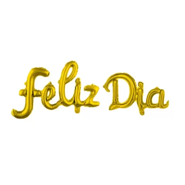 Producto - Frases de globos FELIZ DIA letra cursiva color dorado