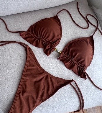 Producto - Bikini VICTORIA volados marrón