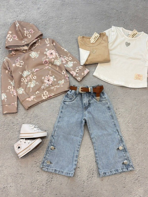 Producto - Buzo frizado florcitas marroncito canguro