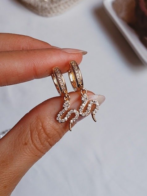 Producto - Argollas snake - Acero dorado (1 cm)