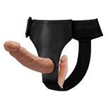 Producto - STRAP ON DOBLE DILDO CON ARNÉS 13.5 X 3.4 CM COLOR PIEL EXCLUSIVO BAILE