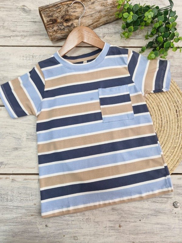 Producto - Remera rayada con bolsillo (RM85)