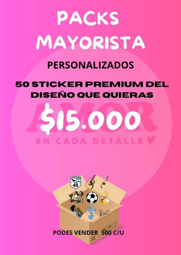 Producto - Pack Mayorista de Stickers Personalizados x 50