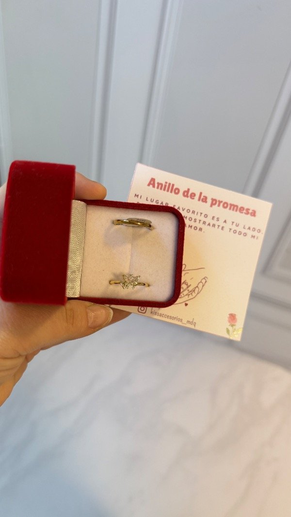 Producto - Caja de anillos de la promesa - Alianza y anillo cubic mariposa - 0