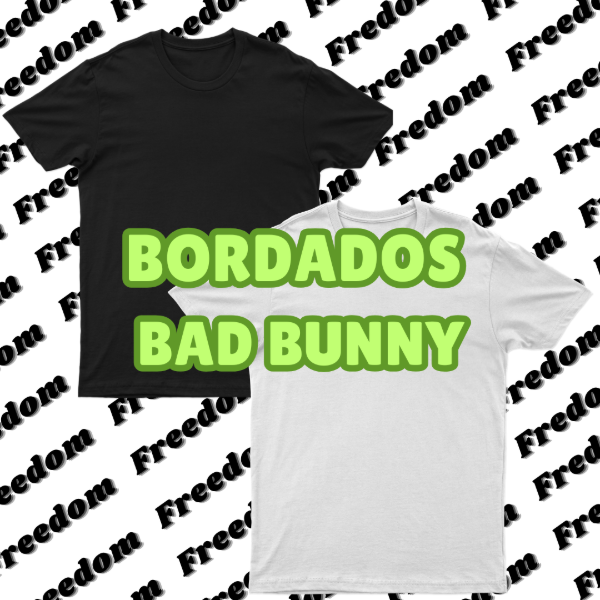 Producto - Remera algodón- bordados de bad bunny