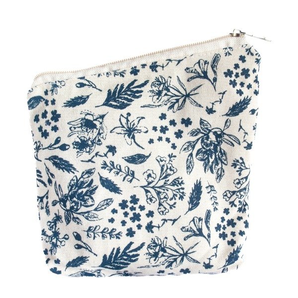 Producto - Yerbera /Portamate impermeable, estampa Flora Argentina azul sobre crudo